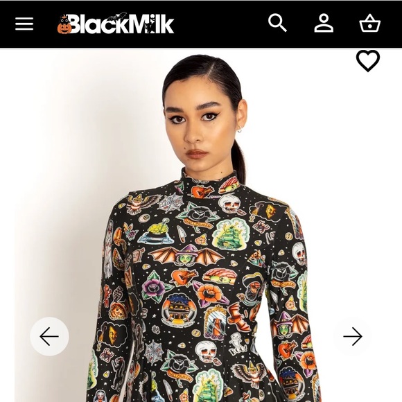 Blackmilk “TATTOWEEN BLACK LONG SLEEVE EVIL MINI SKATER DRESS” Size Medium M NWT - Picture 2 of 16